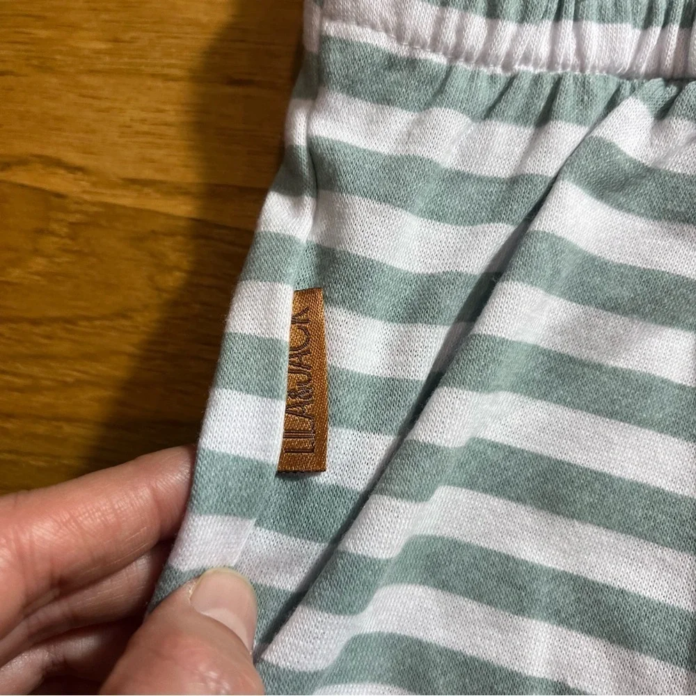 NWOT Lila & Jack Baby Boy 3-6M Green & White Striped Romper Set Nautical Cute